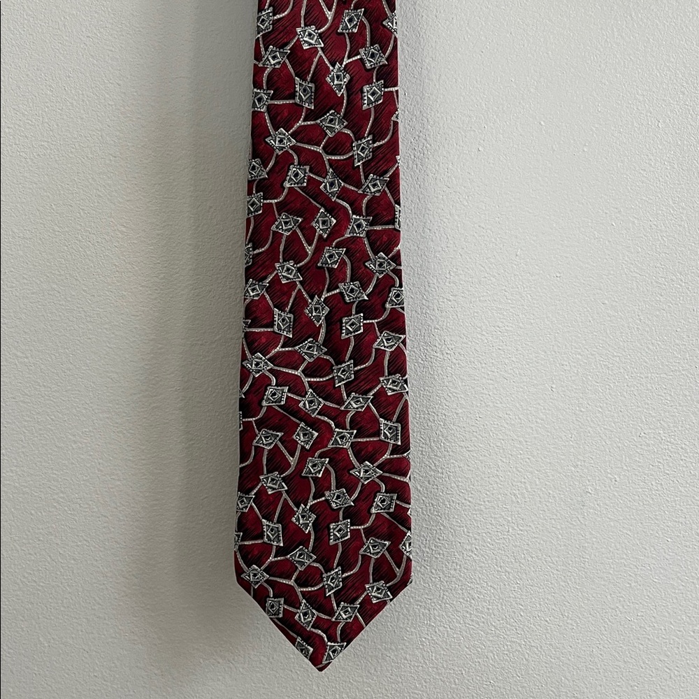 Peter Thomas by Superba silk neck tie red black and grey